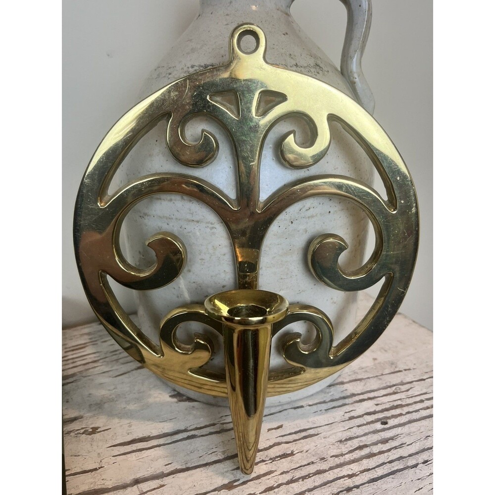 Vintage Large Brass Colonial Waterspout Sconce 7.5” / Made In USA / Country
